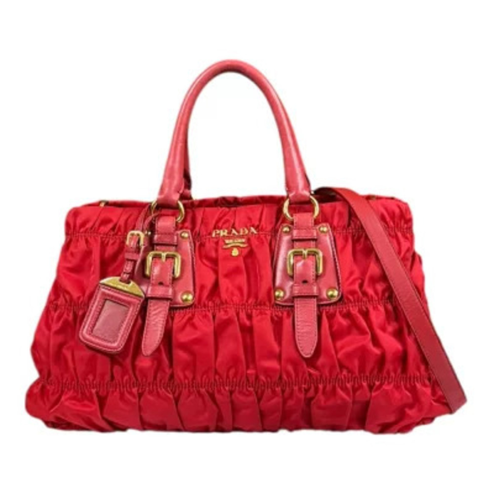 Prada Tessuto Gaufre red ruched Shoulder bag